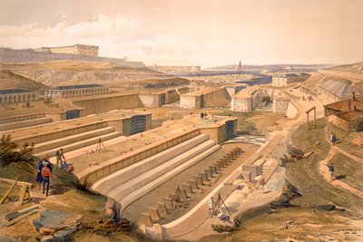 أرصفة في سيباستوبول ، لوحة من "مقعد الحرب في الشرق" ، حانة. بقلم Paul und Dominic Colnaghi und Co. ، 1856 بواسطة وليام كريميا سيمبسون
